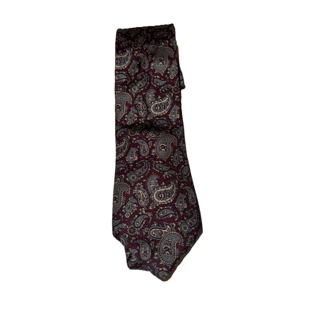 Vintage American Traditions USA made 100% Italian Silk Paisley Red Paper Tag